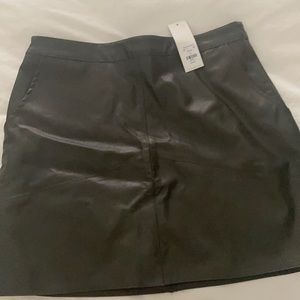 Olive green faux leather skirt